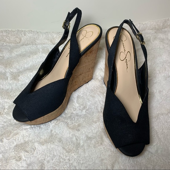Jessica Simpson Shoes - NWOT Jessica Simpson peep toe cork wedges